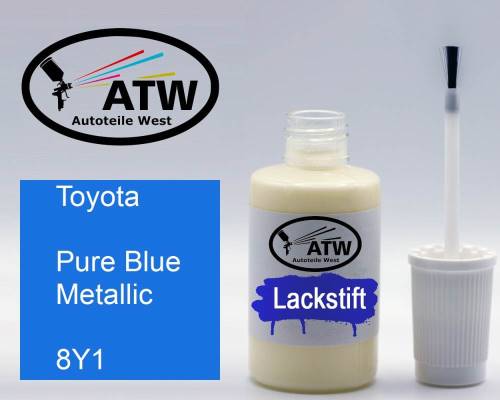 Toyota, Pure Blue Metallic, 8Y1: 20ml Lackstift, von ATW Autoteile West.